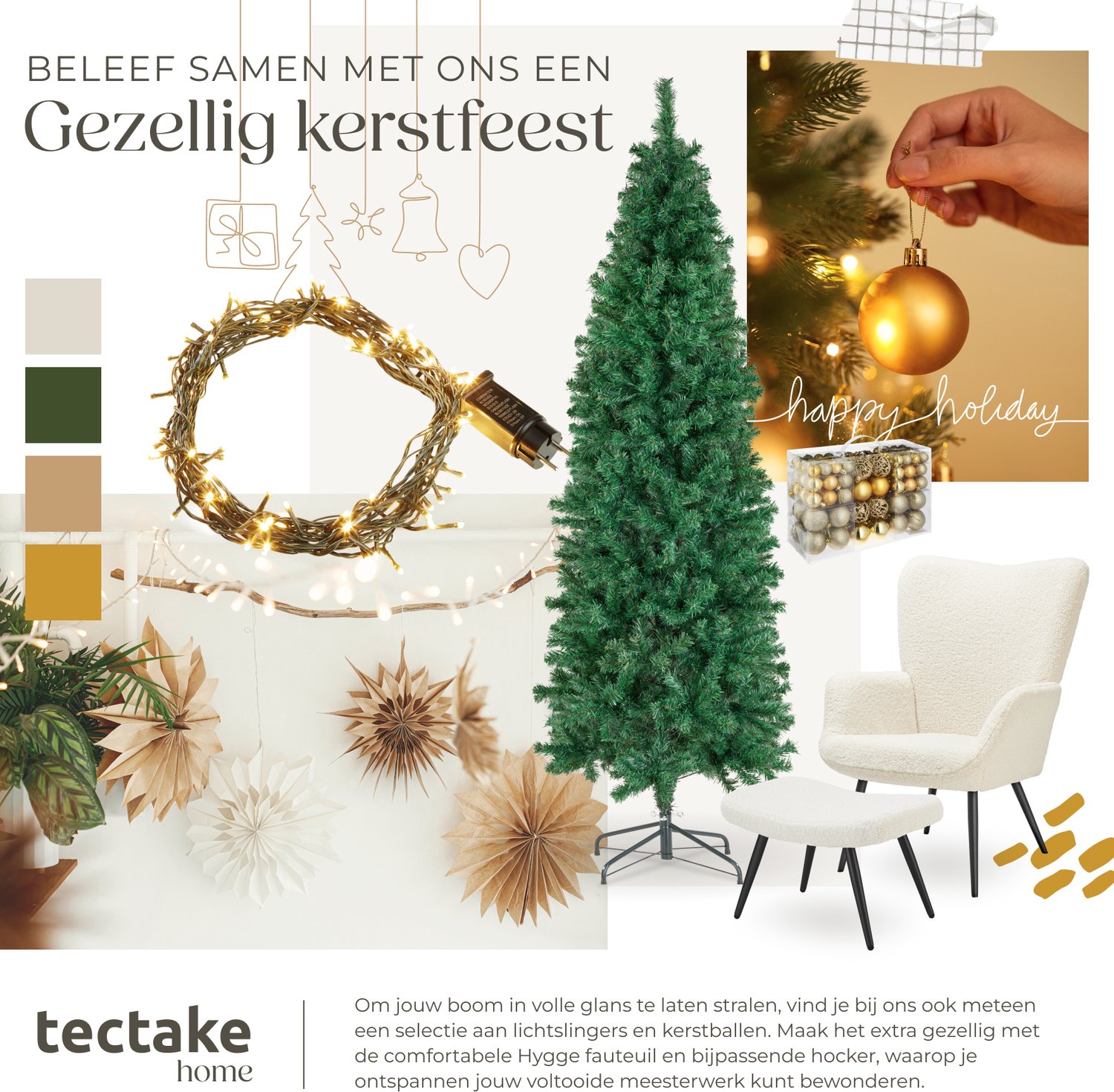 tectake® Kunstkerstboom - Levensecht met flexibele takken - Volumineus - Stabiel en eenvoudig te monteren - Kunstkerstboom als kerstversiering - groen – 736 takken - 180cm – foto 4