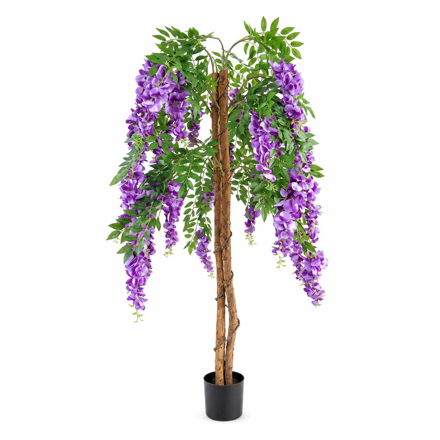 EDENIA Kunstplant - Synthetisch glycine in een pot, hoogte 130 cm Paars