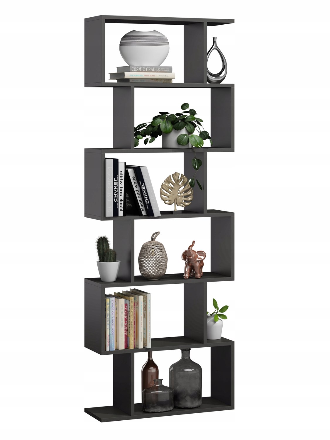 Per La Vita Bask MAX - Boekenkast - Antraciet - 210 cm - Open vakken
