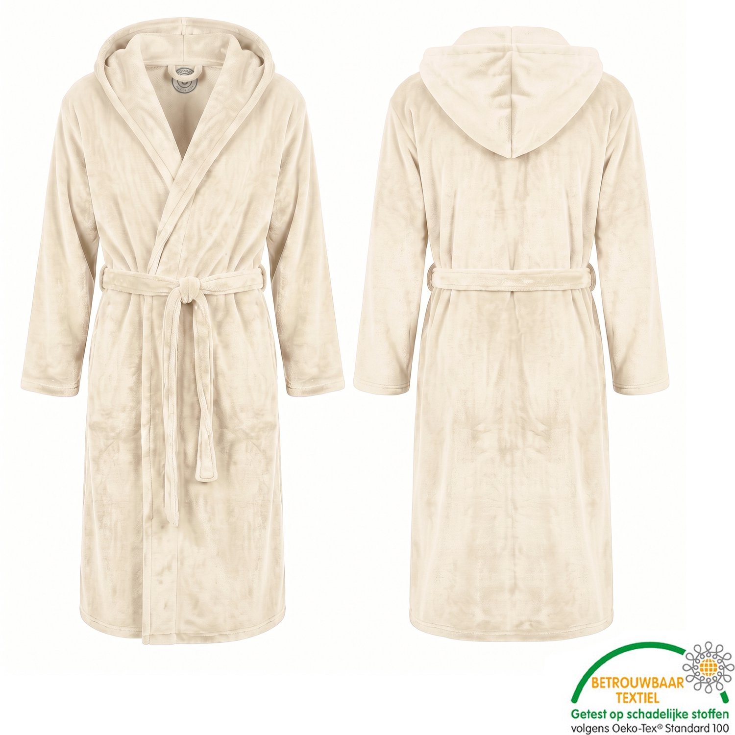 Sorprese Exclusive - Badjas - Gebroken Wit - Capuchon - Ultra Zacht en Warm - Microvezel - Badjas Dames - Badjas Heren - Sauna - Oeko-Tex Standard 100