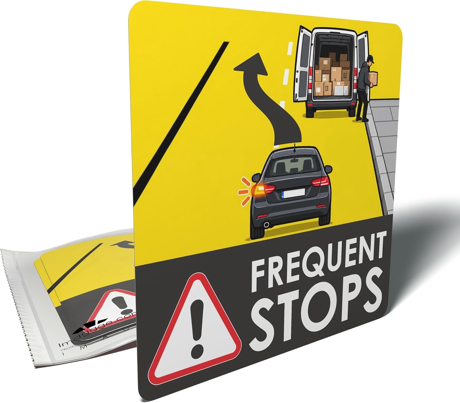 3 frequent stops-stickers 10 x 10 cm - waarschuwingsstickers - signaal voor frequente stops - voor bestelwagen - ServiceTopper
