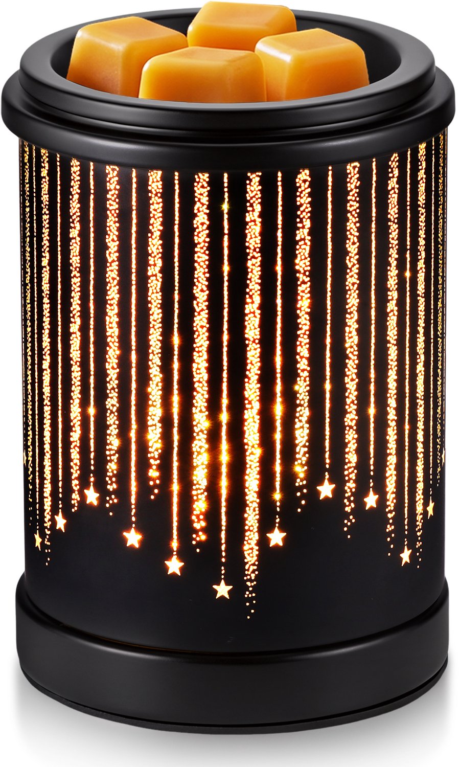 Lemlit Elektrische Wax Melter - Sterrenregen Design - Warm Sfeerlicht - Zwarte Metalen Geurbrander voor Wax Melts en Geurblokjes