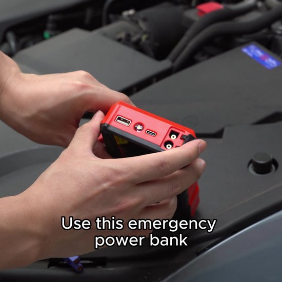 EAFC 12V Jumpstarter voor Auto met Compressor - Bandenreparatieset, Handschoenen, USB-C-kabel - EHBO-doos - sleepkabel - waarschuwingsdriehoek -Reparatieset voor onderweg - Sinterklaas cadeau auto