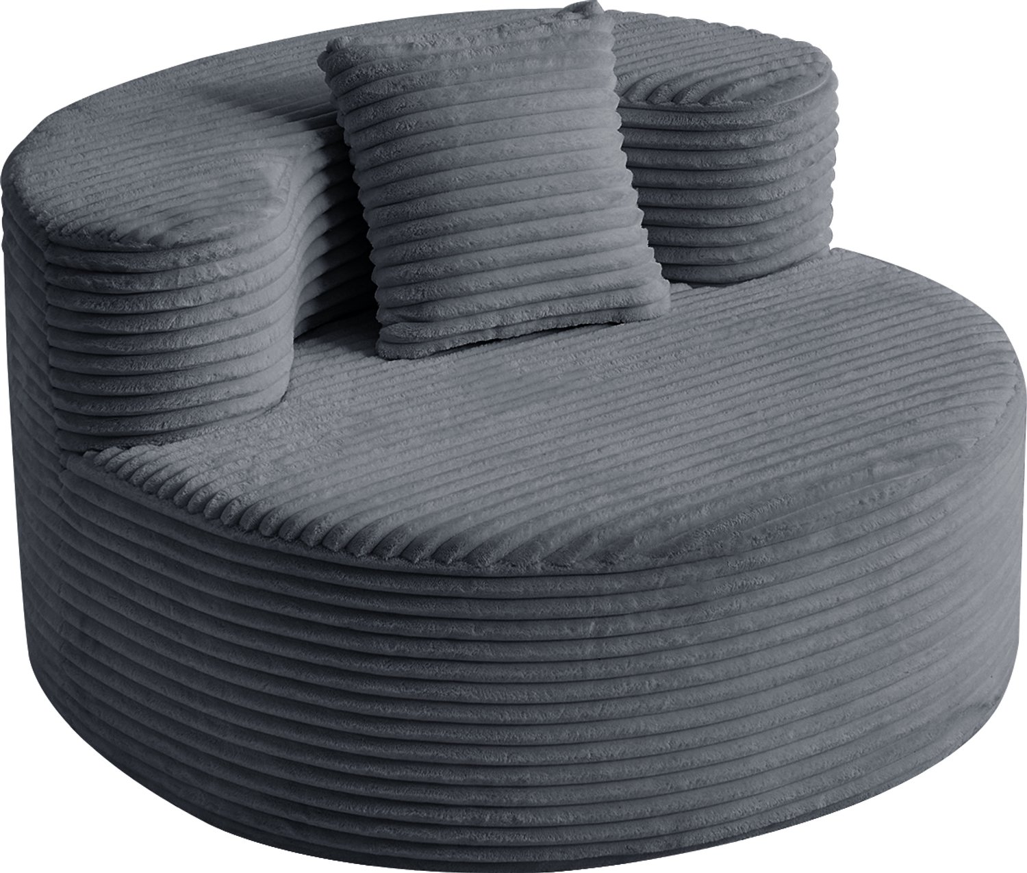MUVANO Zitzak voor volwassenen - Loungestoel met rugleuning - Ribstof en schuimvulling - 112 x 105 x 59 cm - Voor woonkamer en leeshoek - Donkergrijs