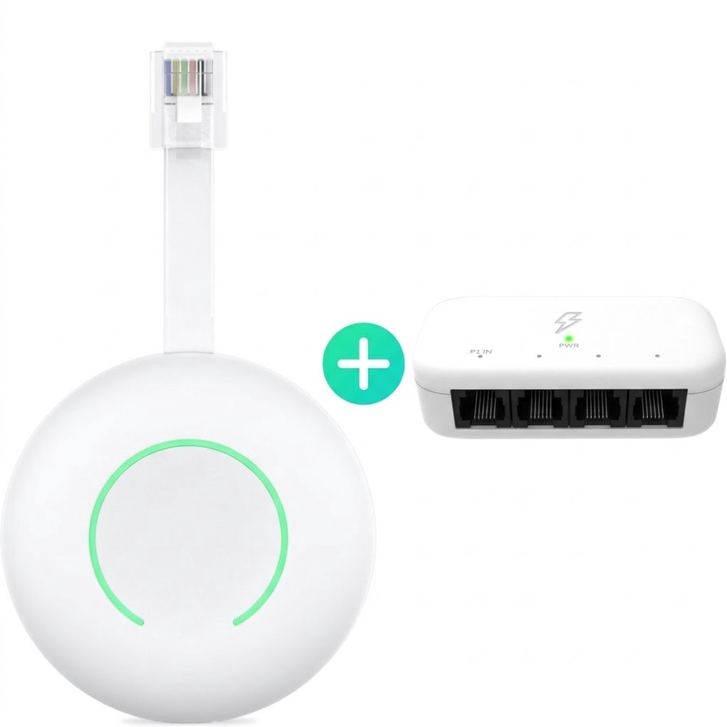 Wi-Fi P1 Meter Energiemonitor en Actieve P1 Poort Splitter - Set voor Slimme Meter - Realtime Inzicht in Stroom- en Gasverbruik via App HomeWizard