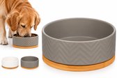 Voerbak hond – drinkbak hond – voerbak hond met standaard – eetbak hond keramiek – Ø16 cm – 990ml – Flamingo eetbak Bianco grijs