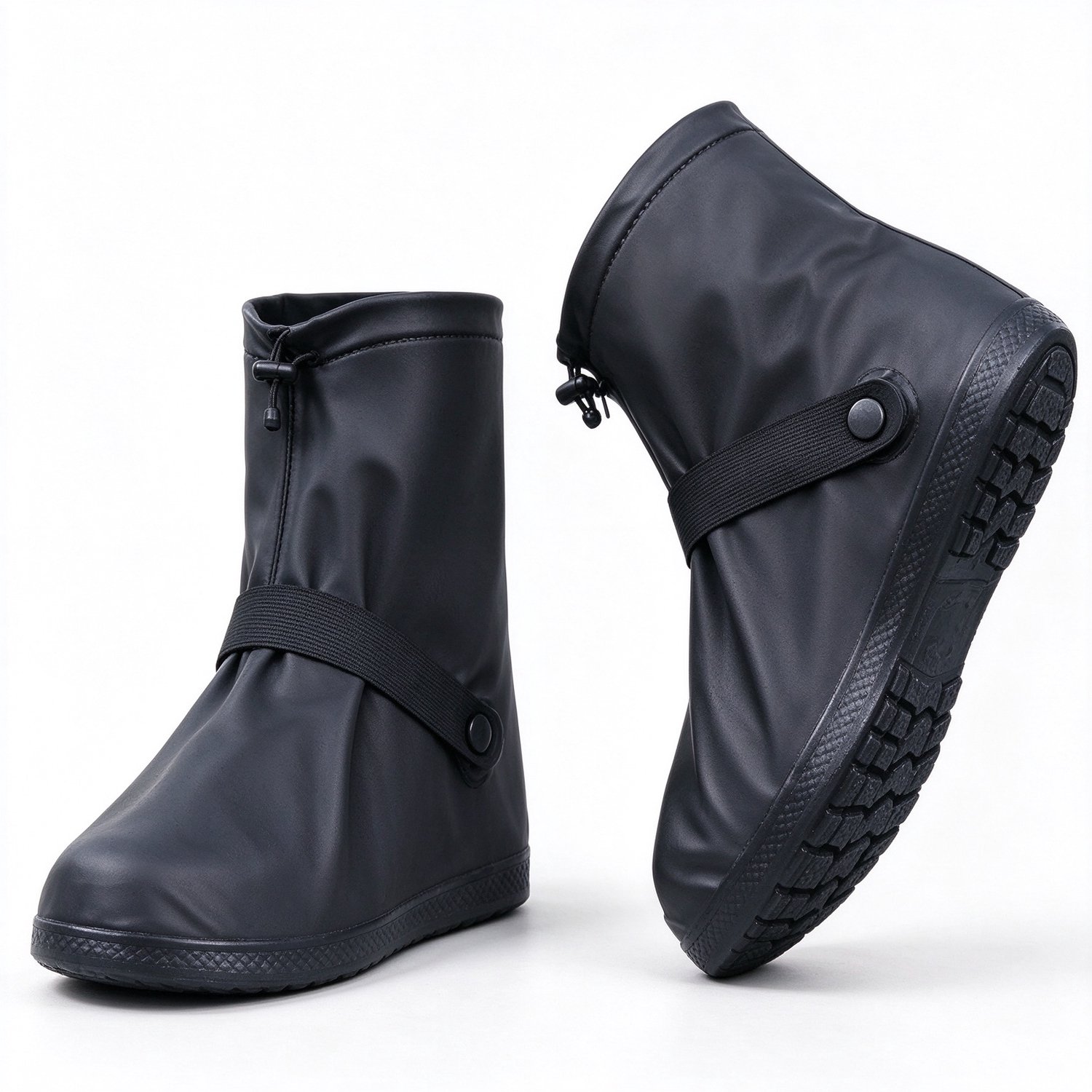 Lifhelpe Regenaccessoires - Waterdichte overschoenen - Ritssluiting, trekkoord en snap sluiting, antislip - Herbruikbare schoenbeschermers maat XXL 46-47 - Geschikt voor fiets en scooter, zwart