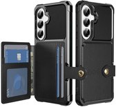 Portemonnee Hoesje Geschikt voor Samsung Galaxy A57 - Back Cover met Pasjeshouder - Telefoonhoesje voor Pinpas - Kaarthouder op Achterkant - Case met Magneet Zwart