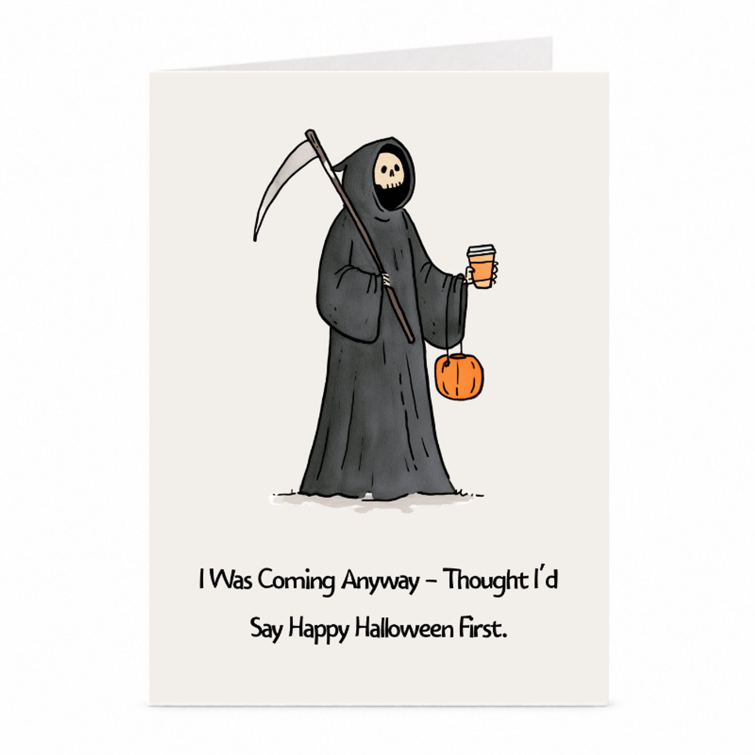 JustTheCardGuy Grappige Halloweenkaart - Magere Hein - A6