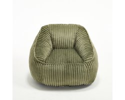 Zitzakstoel met traagschuimvulling - Ribfluweel - Met rugleuning - 98 x 92 x 73 cm - Om te lezen en ontspannen - Voor de woonkamer Smaragdgroen