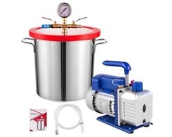 Vacuümpomp - Koelmiddel Vacuümpomp - Koeltechnisch Gereedschap - 3 Gallon - Vacuümkamer Kit - met 3 CFM - 1/4HP - Eentraps Vacuümpomp - HVAC A/C Koeltechnische Kit - Blauw