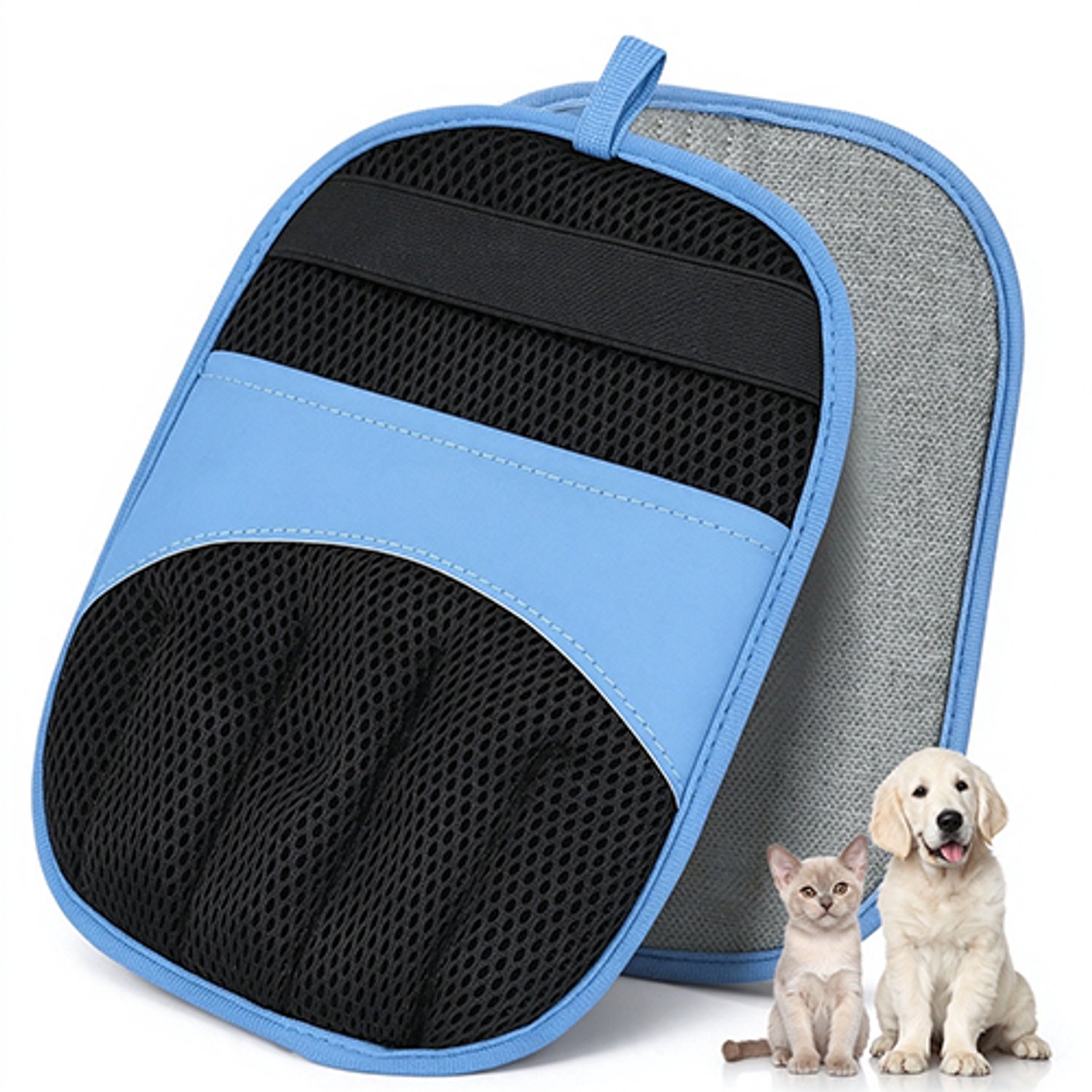 Lifhelpe Huisdier verzorgingshandschoenen - Set van 2 stuks in blauw - Antistatisch voor katten en honden - Verwijdert haren van meubels en autostoelen