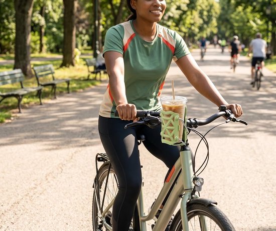 Bidonhouder - Fiets & Motor Flessenhouder - Verstelbare Stuurfleshouder - 360° Draaibaar & Opvouwbaar - Stevig Plastic - Voor Flessen 32-75 mm - Groen — afbeelding 3