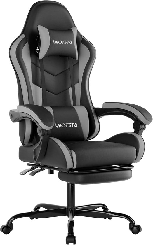 Gamingstoel - Zwart/Blauw - Comfortabele Bureaustoel van Leer - Voor Gaming en Thuiswerk — afbeelding 2