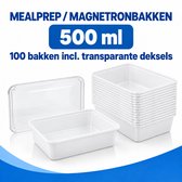 Meal Prep Bakjes – 100 Stuks – 500 ml – Magnetronbakjes met Deksel – Vershoudbakjes – Diepvriesbakjes – Mealprep Bakjes – Wit - IMES PACK