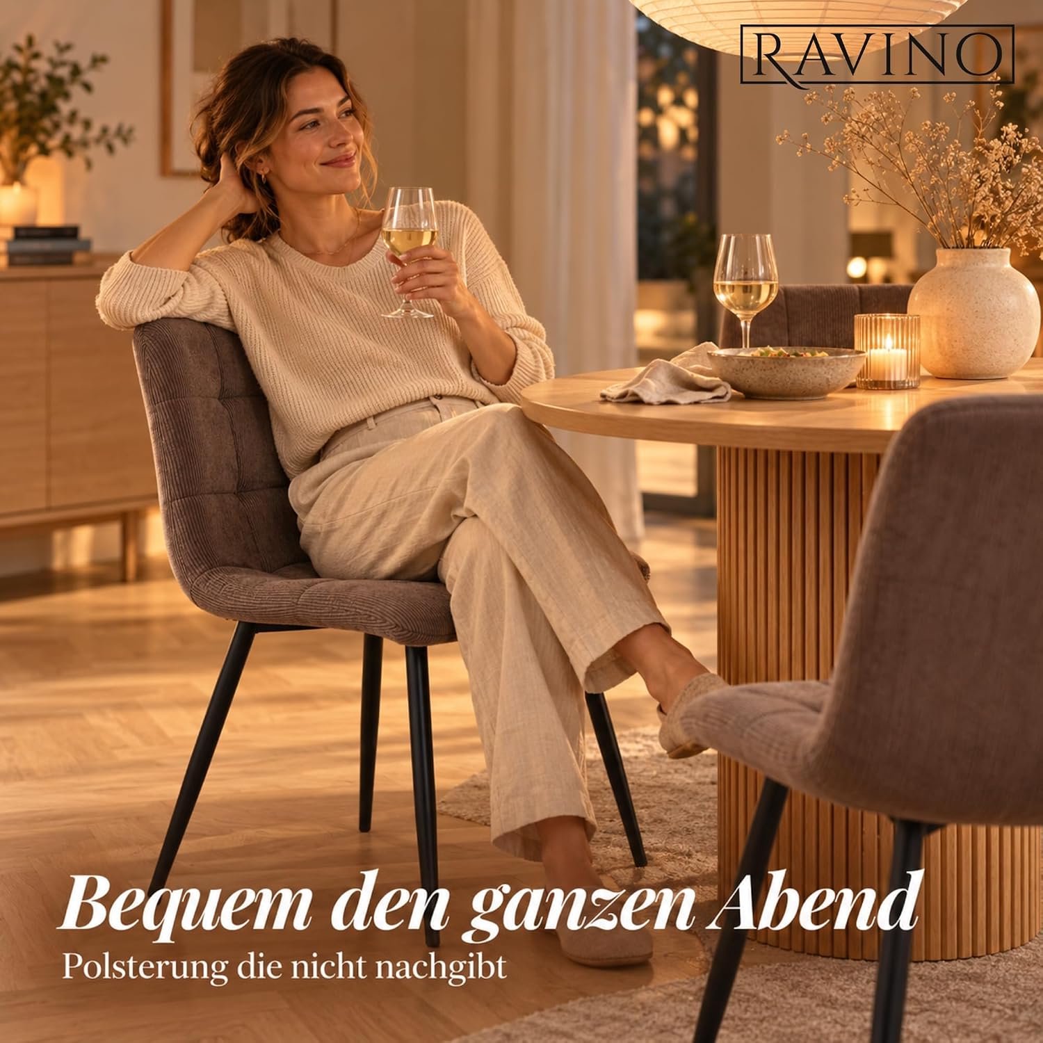 Vintage Ribfluwelen Keukenstoel Set van 4 – Bruine Gestoffeerde Eetkamerstoelen met Ergonomische Rugleuning, Dikke Zitting, Metalen Frame, 110 kg Draagvermogen, 86 x 44 x 53 cm
