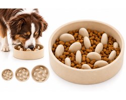 Flamingo Anti schrokbak hond – slow feeder – voerbak hond – Ø17,5 cm – 790ml – voerbak Greni – beige – rond