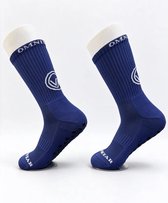 OmniWear Grip Sokken - Voetbal & Sport - Donkerblauw - Hexagon Siliconen Antislip - Naadloze Teen - Heren/Dames - Maat 40-44