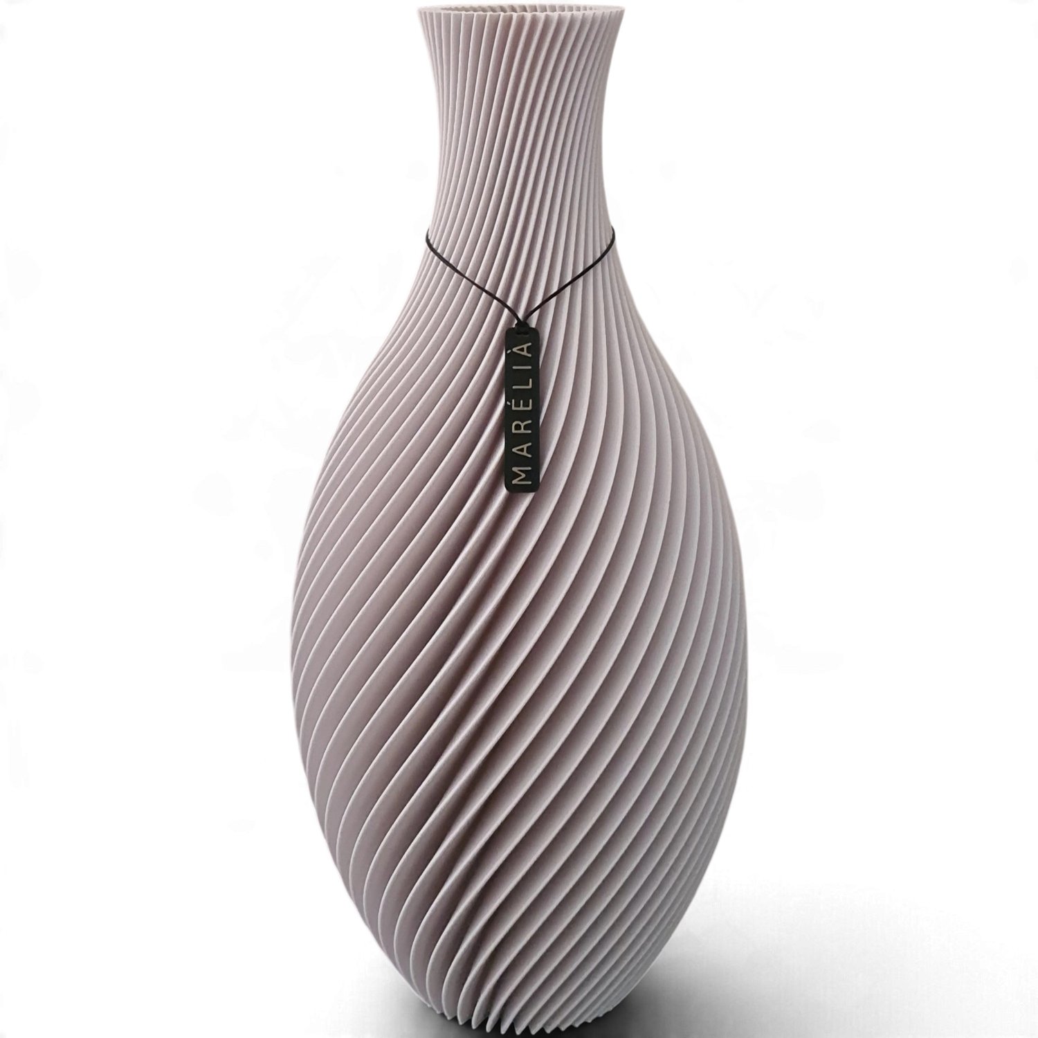 MARÉLIÀ Vaas Liva Oyster 34cm - Japandi - Art Deco - 3D - Bloemenvaas - Beige / Bruin / Zwart - Droogbloemen - Kunstbloemen - Bloemen - Woondecoratie