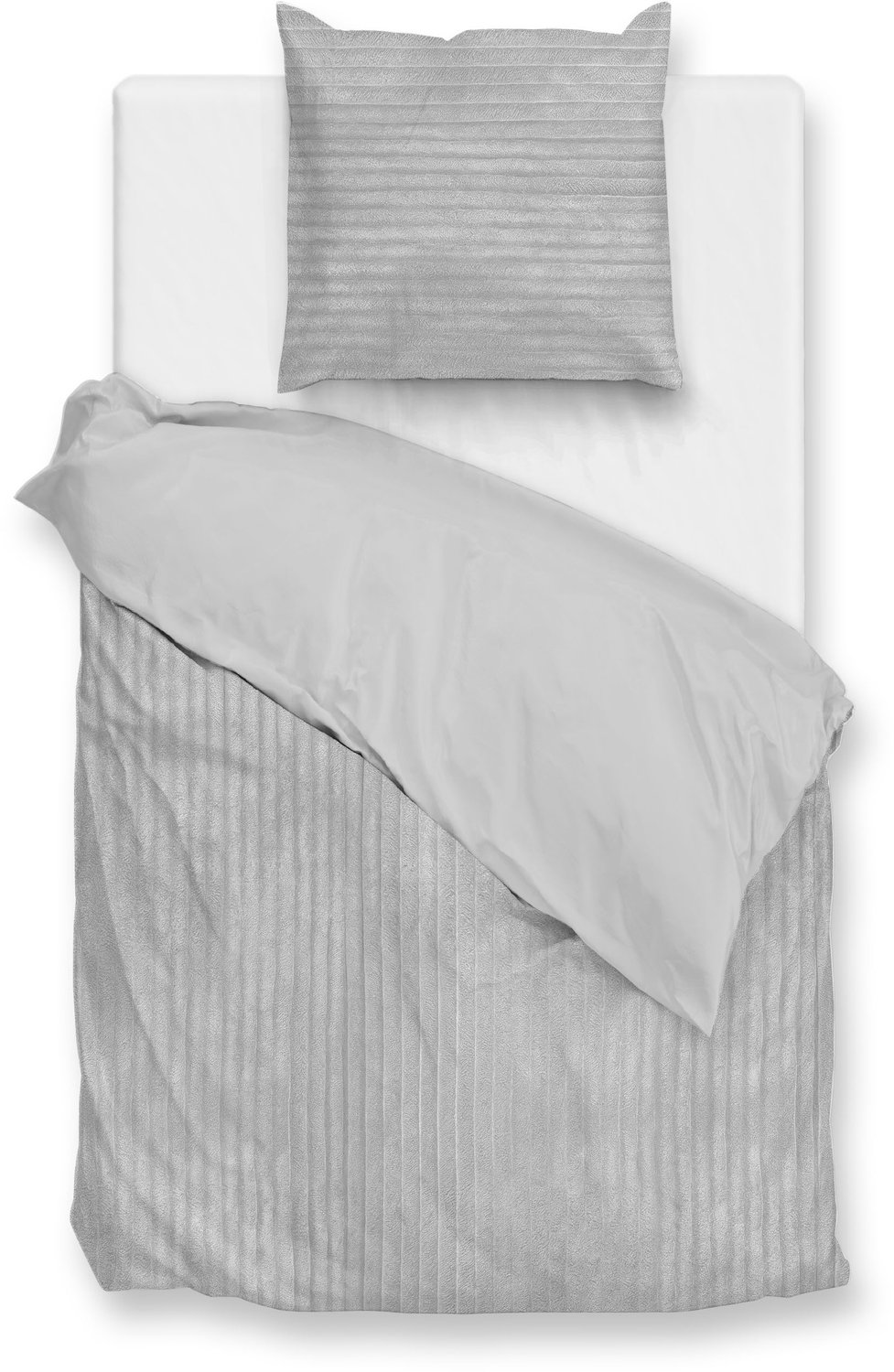 Zohome Teddy Rib Fleece Dekbedovertrek Pile di Ribcord – Dekbedovertrek - Dove Grey, foto 2