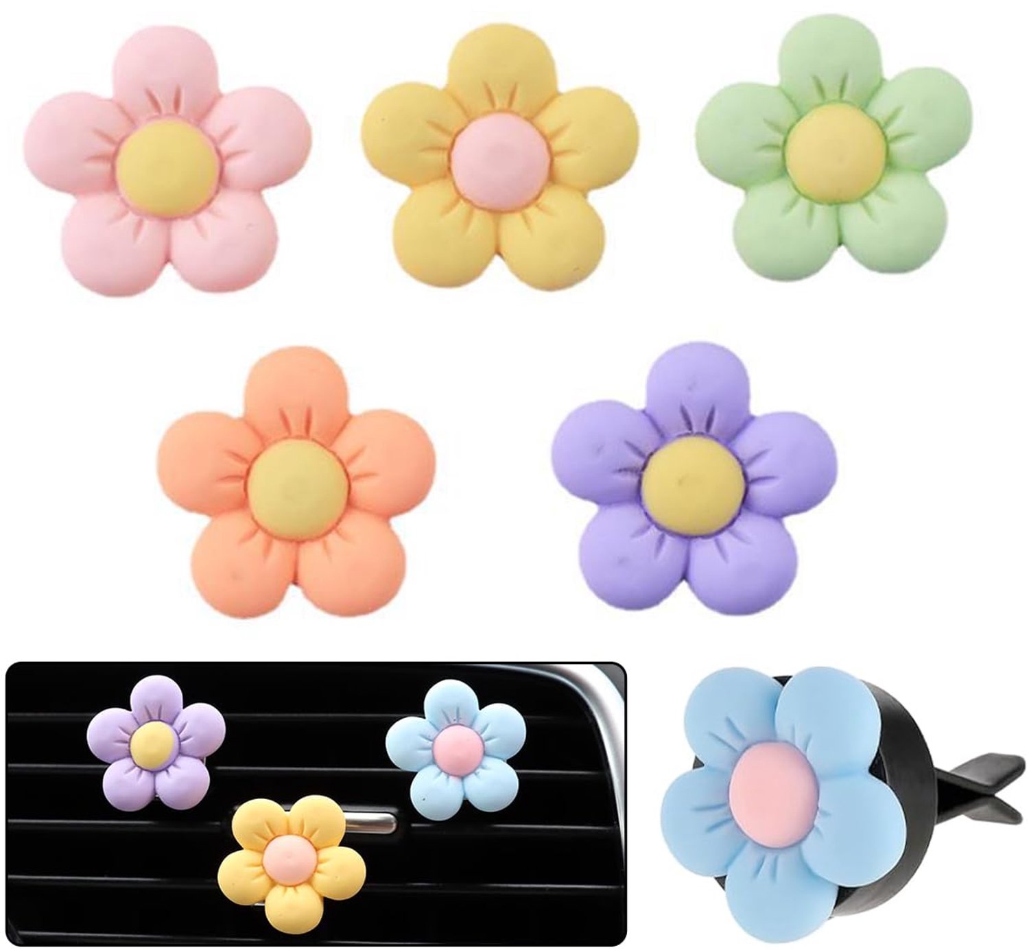 6 Stuks Daisies Flower Auto Luchtverfrisser Clip
