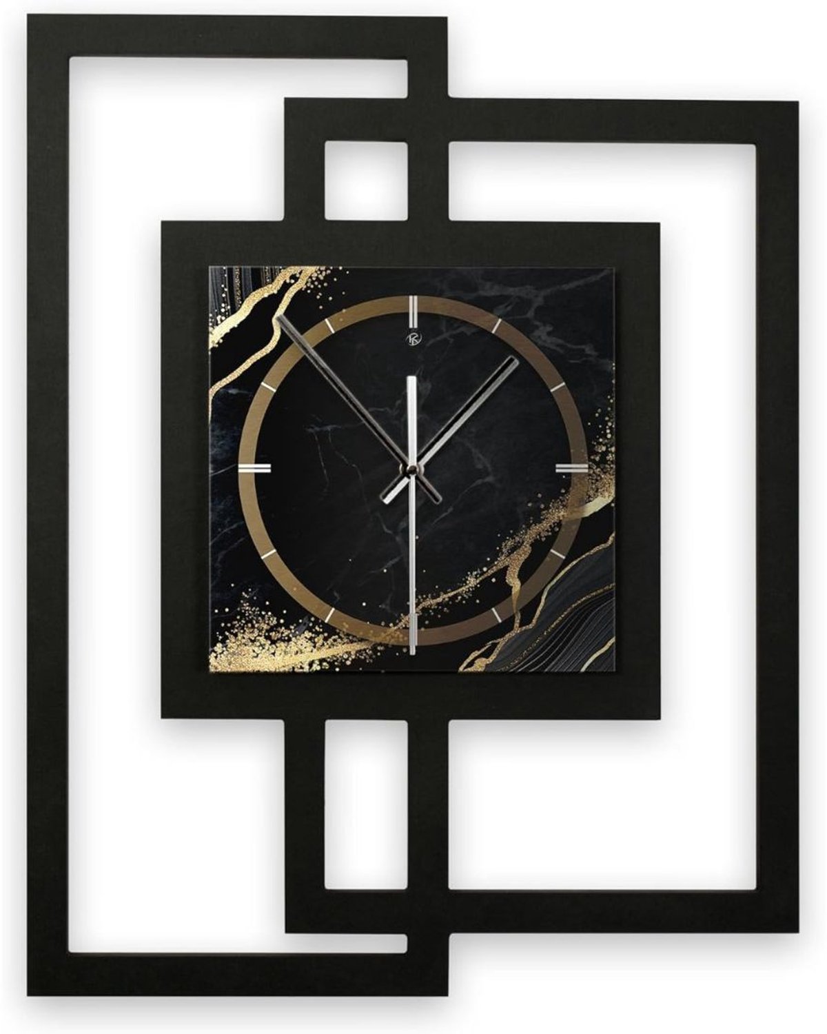 Klok - Wandklok Modern - Klokken - Industrieel - Zwart/Goud
