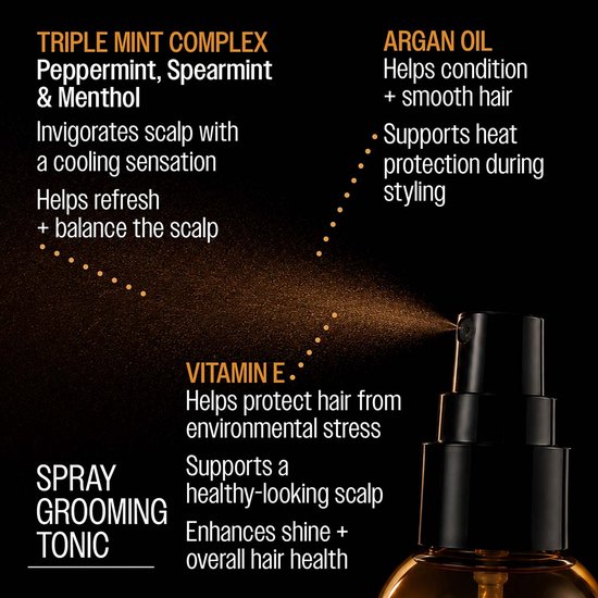 Informatie over Reuzel Spray Grooming Tonic: Triple Mint Complex, Arganolie en Vitamine E.