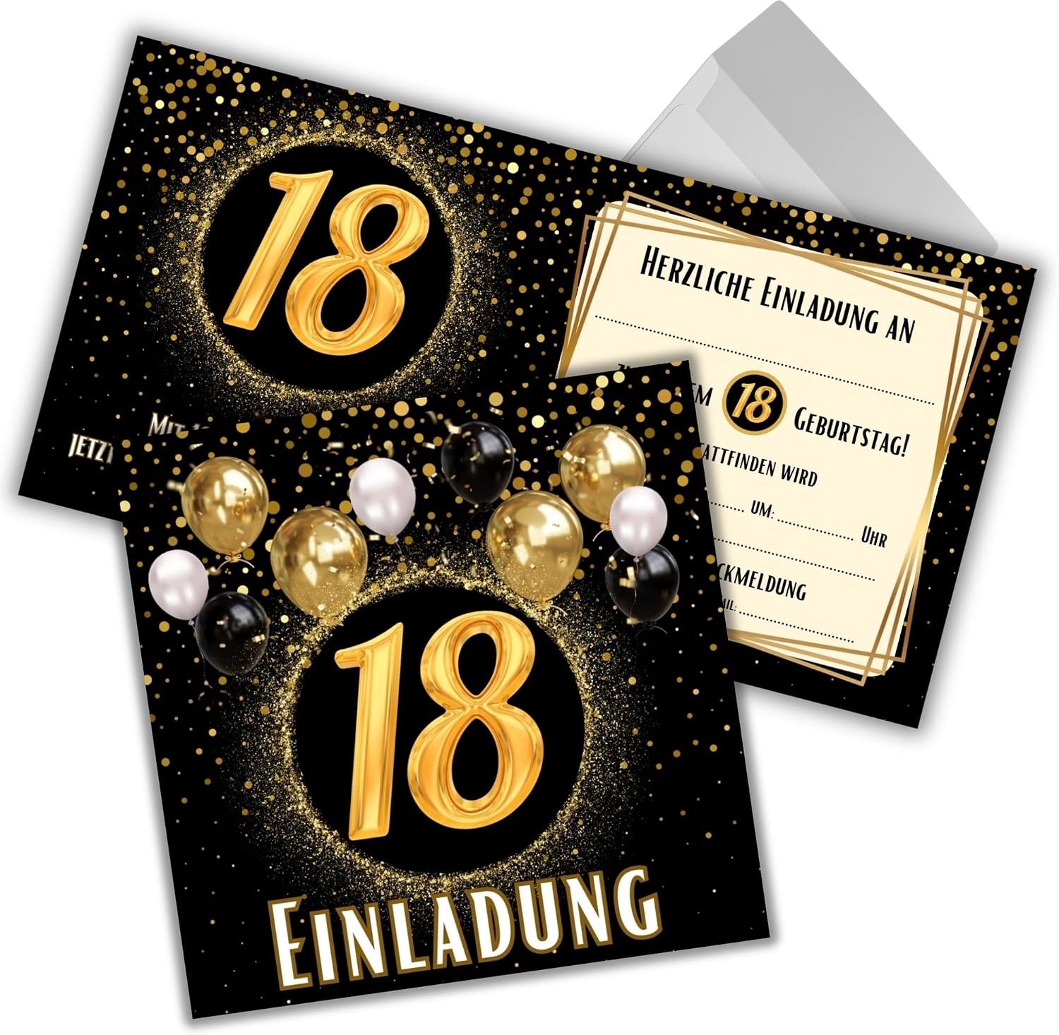 18e verjaardag - 12 stuks met enveloppen - 12x12 cm