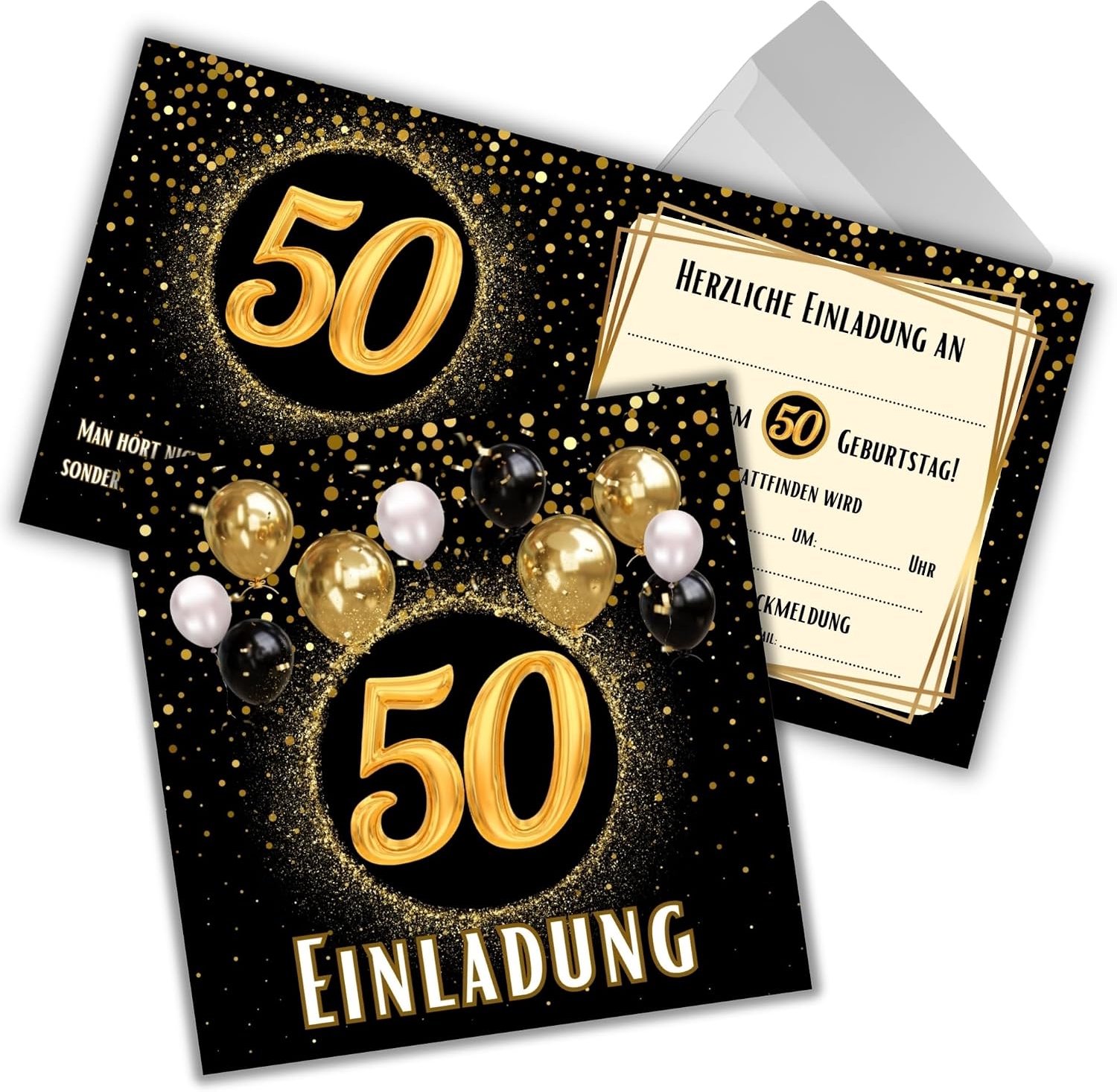 50e verjaardag - 12 stuks met enveloppen - 12x12 cm