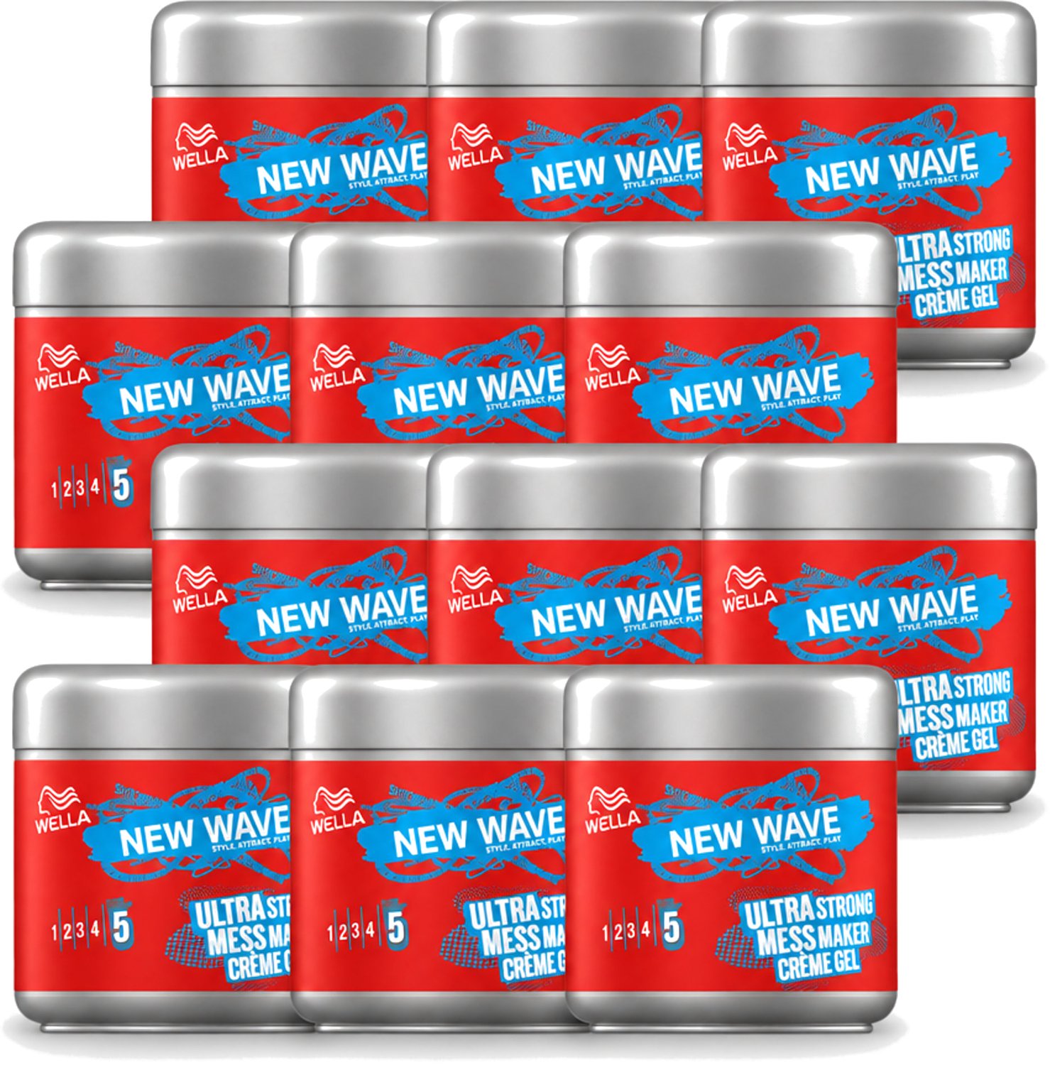 12 x Wella – New Wave Mess Maker Ultra Strong – Haargel – 150 ml - Voordeelverpakking - 12 stuks