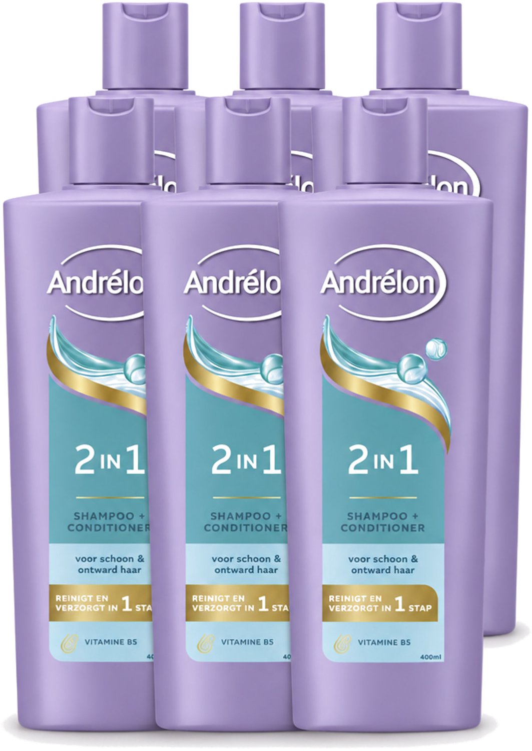 6 x Andrélon – Shampoo 2-in-1 – Iedere Dag – 400 ml - Voordeelverpakking - 6 stuks