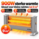ICQN Infrarood Kachel, Elektrische Verwarming - Energiezuinig - IP20 - Elegant Grijs
