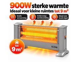 ICQN Infrarood Kachel, Elektrische Verwarming - Energiezuinig - IP20 - Elegant Grijs