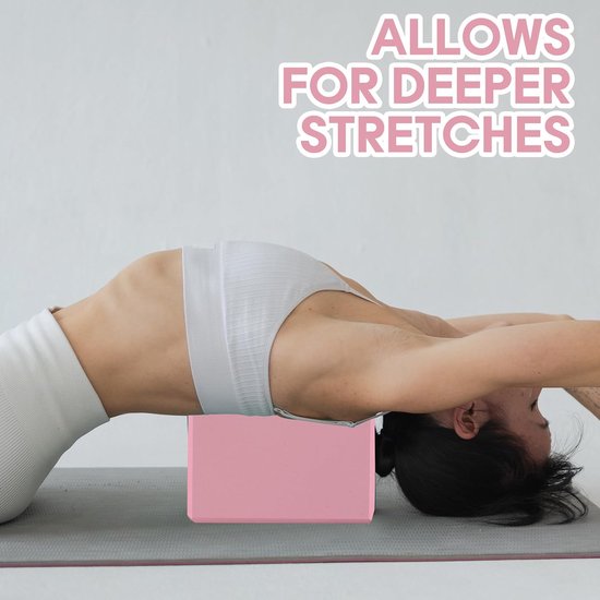 Yoga Schuimblok - 2 stuks - EVA yogablok - Anti Slip - Balans & stabiliteit - Voor yoga en pilates thuissport - Roze - 23 x 15 x 7.5 cm — afbeelding 3