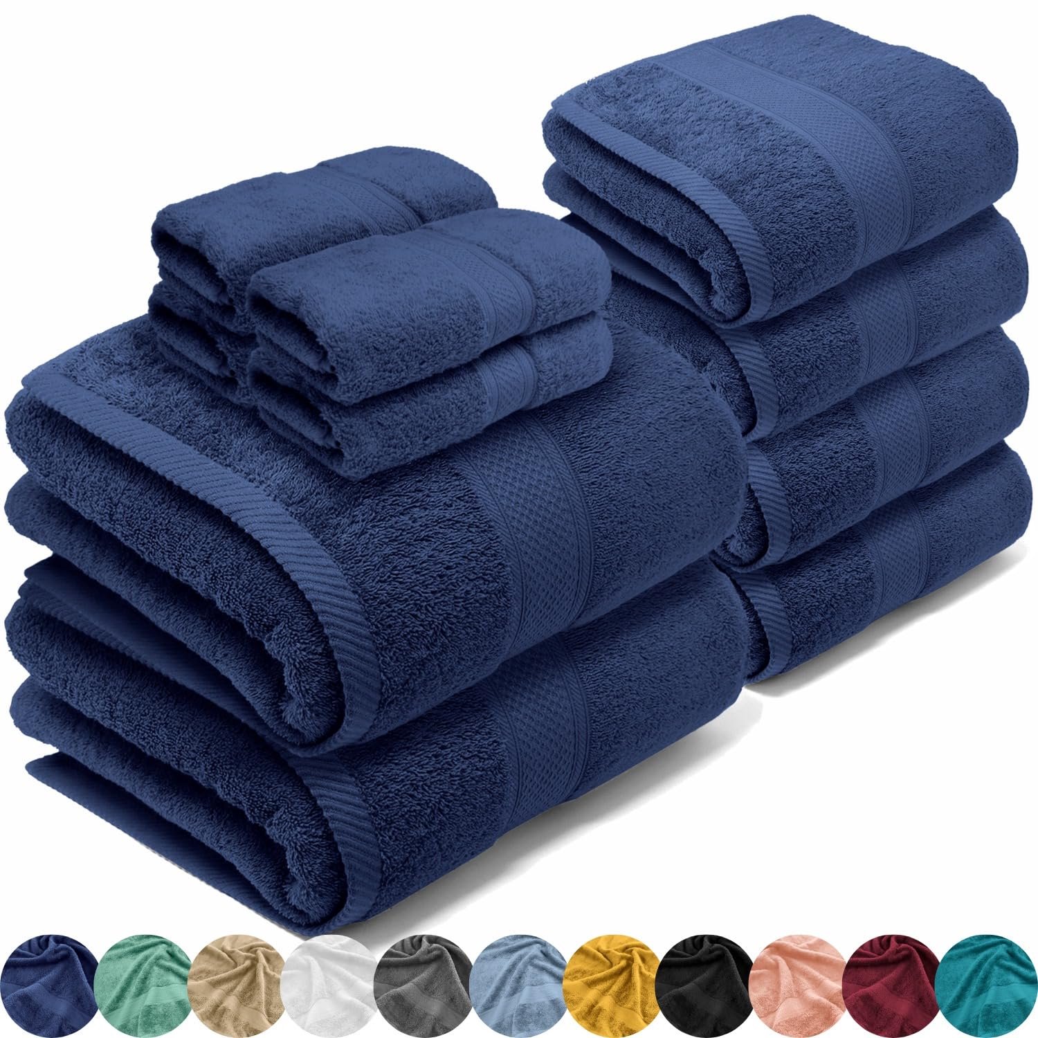 Complete Badhanddoeken Set van 100% Katoen - 8 Stuks