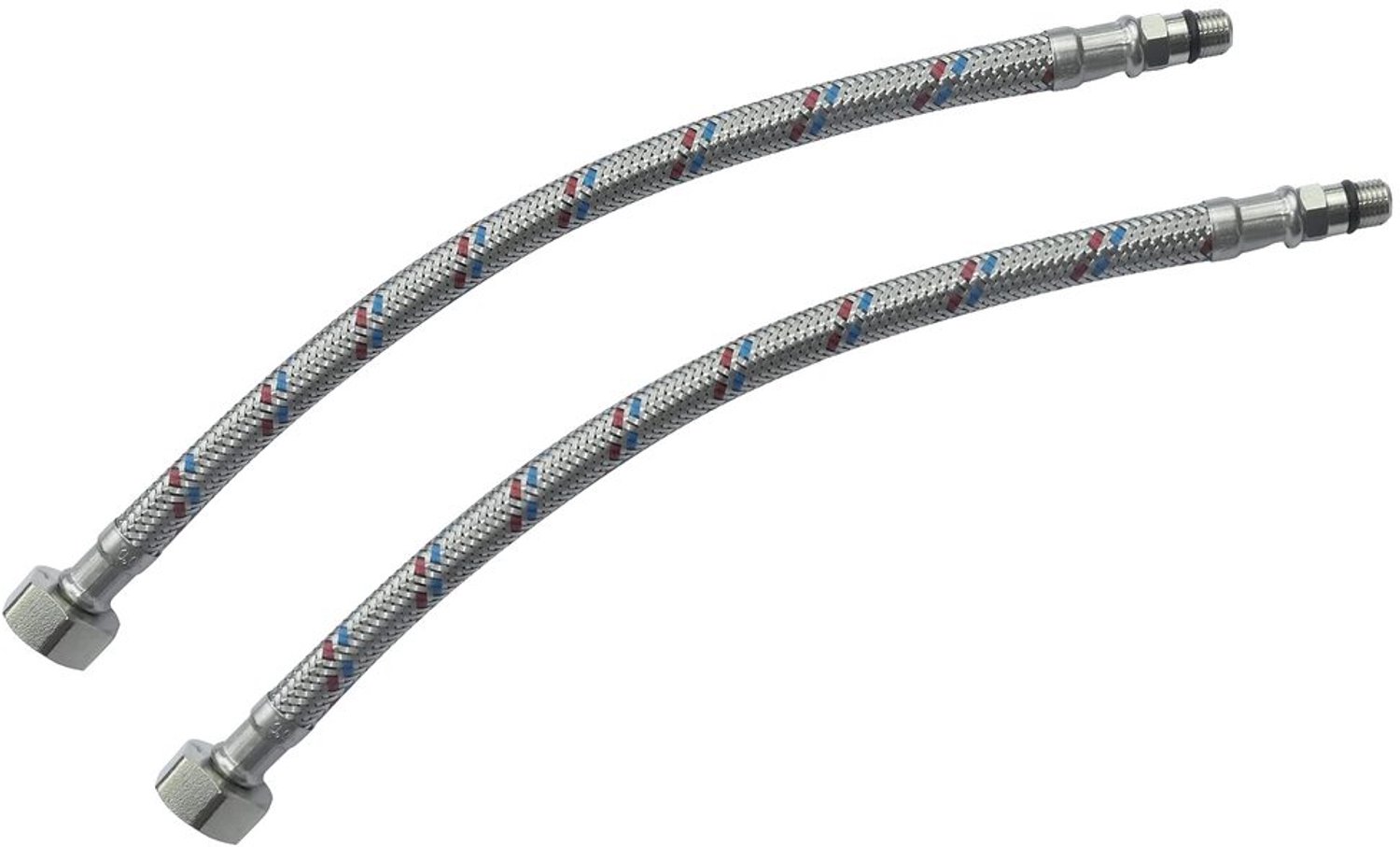 Voegslangen Set van 2 - Flexibele Aansluiting - Vrouwelijk 1/2 Inch - Mannelijk M10 - Lengte 300 mm - Sanitaire Armatuurslang - Sanitaire Slang