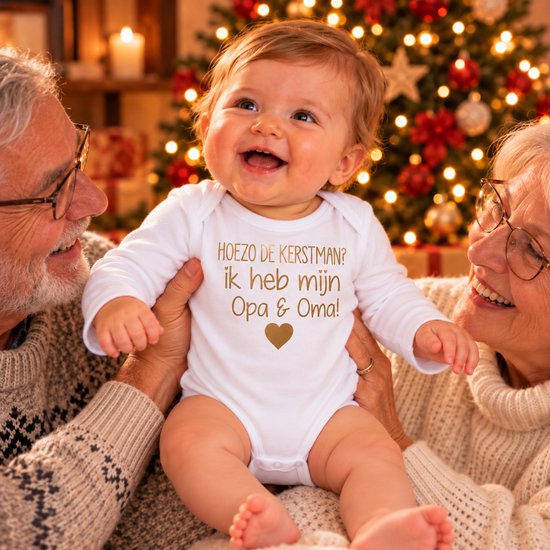Romper Kerst hoezo de kerstman? ik heb opa en oma - Wit - Maat 62/68 mijn eerste kerstmis baby kleding kerst Kerstkleding kerstpakje aankondiging bekendmaking zwangerschap cadeau voor de liefste aanstaande