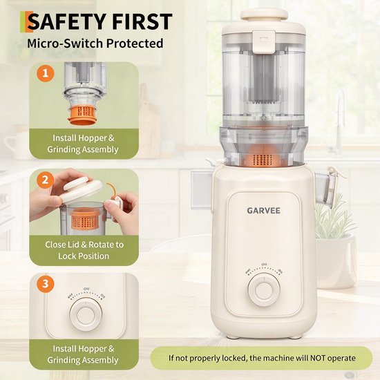 Slowjuicer Koudpers - XXL Vulopening - Rendement tot 98% - BPA Vrij - Stil & Eenvoudig te Reinigen - Wit van Danky — afbeelding 4