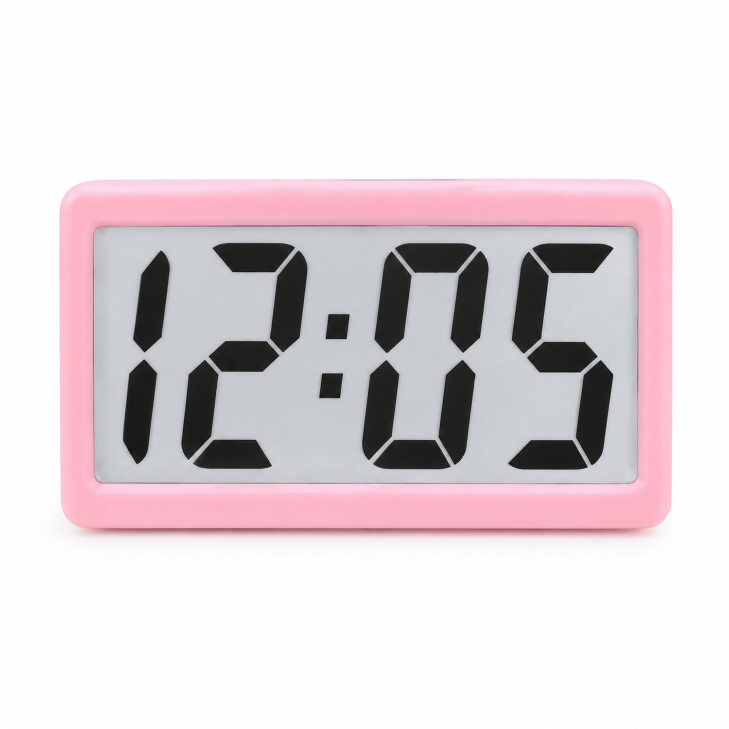 Digitale tafelklok met magnetische bevestiging - roze - LCD-tijdweergave - 11 mm dik - kunststof behuizing - batterijvoeding