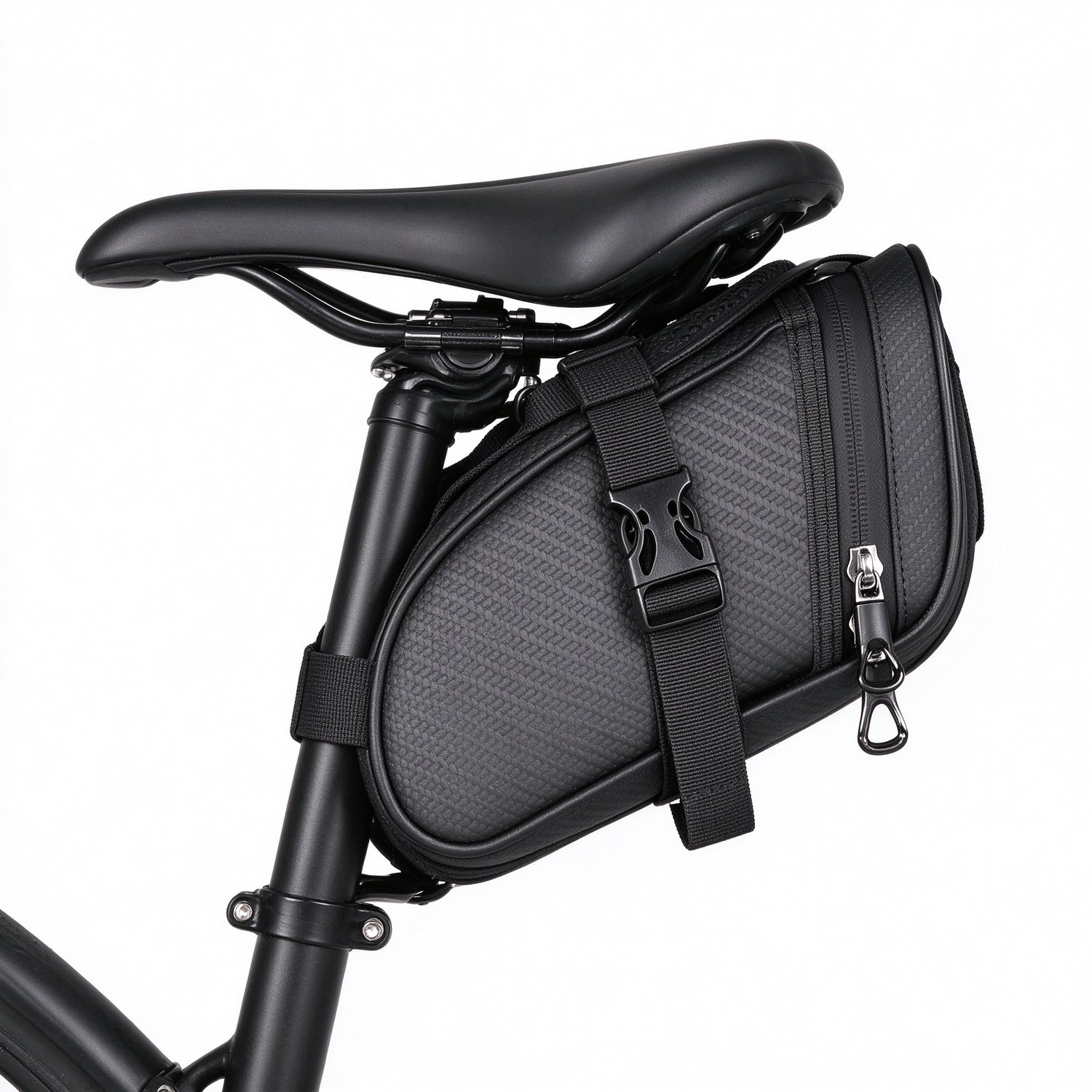 Lifhelpe Fietsaccessoires - Fiets zadeltas - Waterdicht materiaal met reflecterende strepen - Afmetingen 19,5x9x10,5 cm - Geschikt voor racefiets, mountainbike en e-bike, zwart