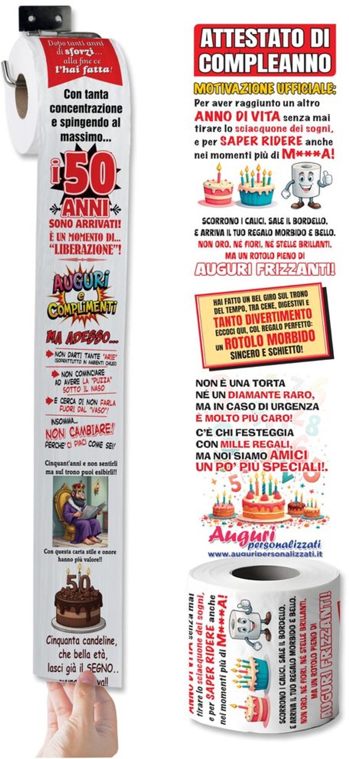 Humoristisch Toilepapier voor 50ste Verjaardag met Comics