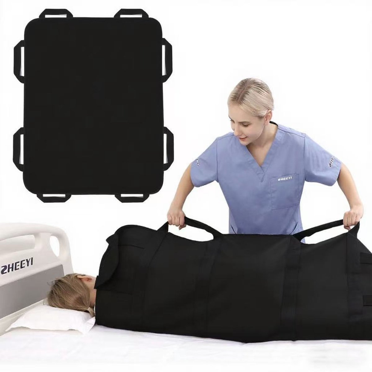 Glijlaken - Glijlaken voor in Bed - Verschuifbare Matras - 8 Handvatten - Ondersteunende Transfers - 120x100 cm