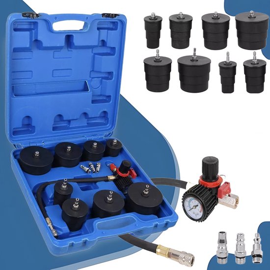 Compressiemeter - Turbodrukmeter - Cilindercompressor - Systeemlektest - Gereedschap - Autogereedschap - Compressietester - 9-delige set - Rood — afbeelding 2