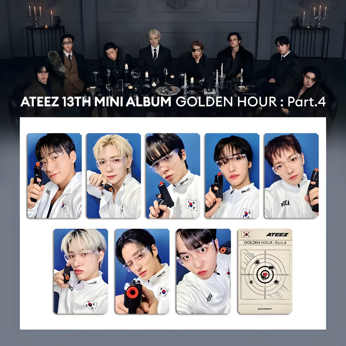 KPOP 8pcs/set ATEEZ Golden Hour Part.4 Photocard Target [Fotokaarten]
