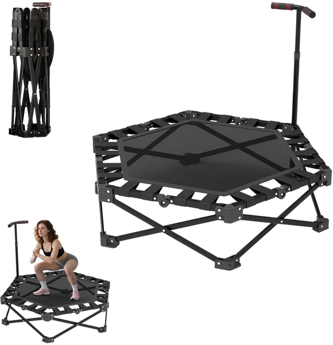 6Seven - Fitness trampoline - Mini trampoline - Rebounder trampoline - Opvouwbare trampoline - Sport trampoline -Met handvat