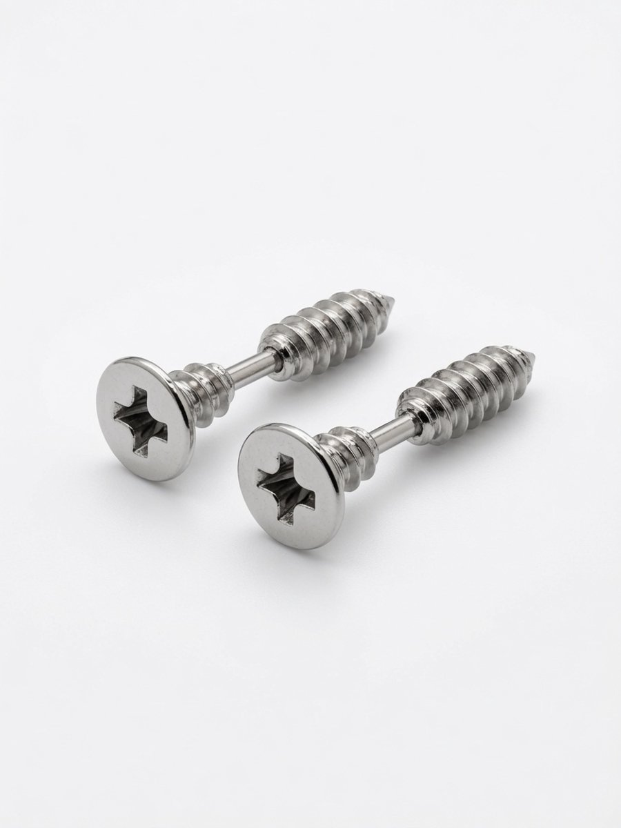 Schroeven Studs' Draaiknop Oorbellen - Zilverkleurig - Hypoallergeen - 316L RVS