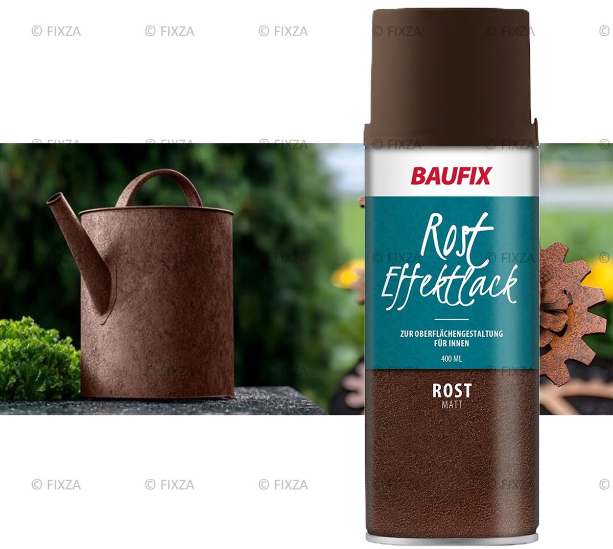 BAUFIX Roesteffect Spuitlak 400 ml – Realistische Roestlook – Decoratieve Roestverf Spray voor Metaal, Hout & Kunststof – Binnen & Buiten