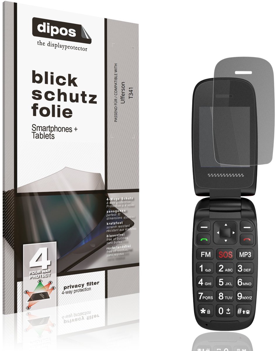 dipos – Matte Privacy Screenprotector geschikt voor Ufferson T341 | Anti-Spy Beschermfolie