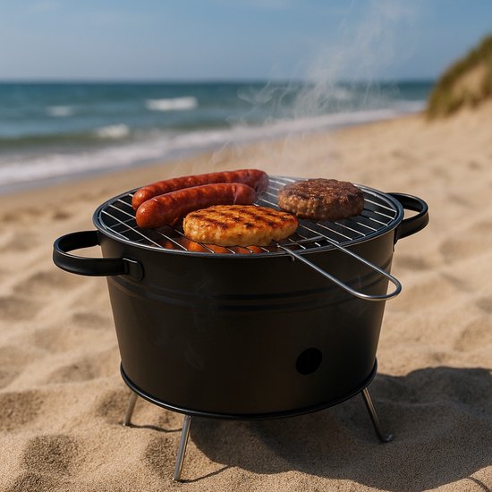 alpina Tafelbarbecue Houtskool - Compacte BBQ Grill - Houtskoolbarbecue Grillplaat 35 cm - Lichtgewicht Tafel BBQ Houtskool - Roestvrijstaal van Alpina — afbeelding 5