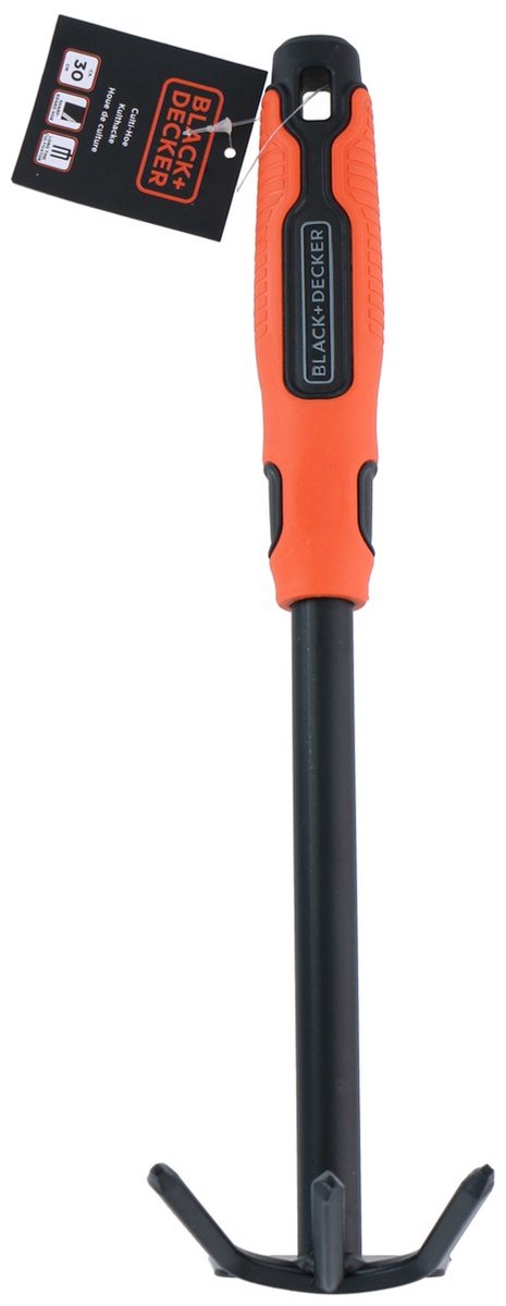 BLACK+DECKER Dubbele Schoffel - 3 Pinnen en Hak - 30 CM - Ergonomisch Handvat - Zwart/ Oranje van BLACK+DECKER — afbeelding 5
